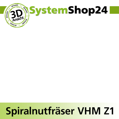 Systemshop24 VHM Spiralnutfräser Z1 S4mm D4mm AL14mm GL50mm RL-RD / positiv / Up Cut