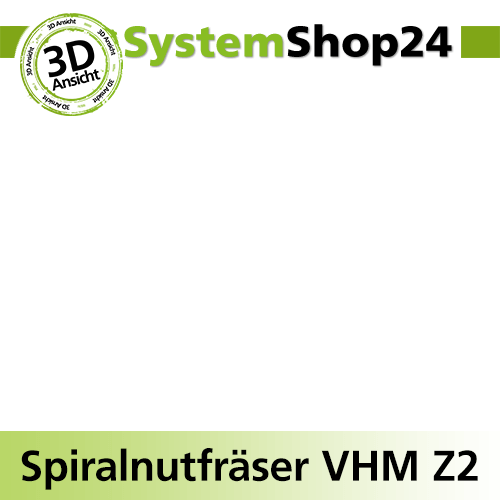 Systemshop24 VHM Spiralnutfräser Z2 S6mm D6mm AL22mm GL70mm RL-RD / positiv / Up Cut