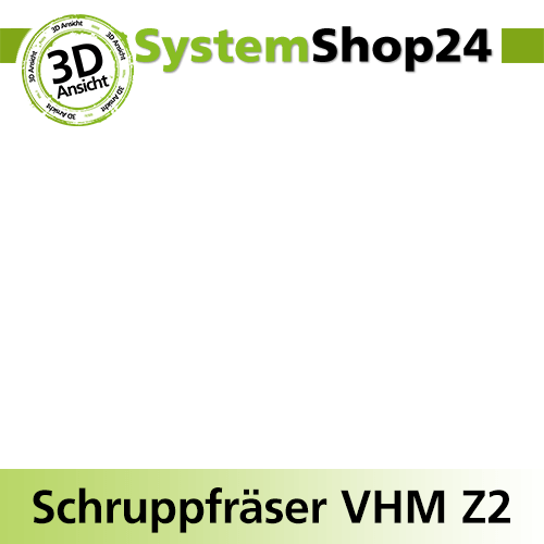 Systemshop24 VHM Schruppfräser Z2 S16mm D16mm AL52mm GL100mm RL-LD / negativ / Down Cut