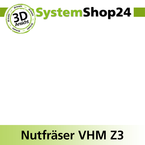 Systemshop24 VHM Nutfräser Z3 S12mm D12mm AL25mm GL70mm