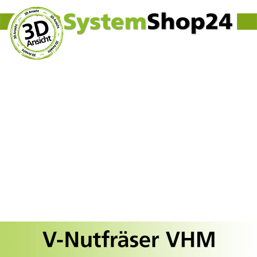 Systemshop24 VHM V-Nutfräser Z1 S4mm D1 0,1mm D2 4mm AL18mm GL45mm 90°