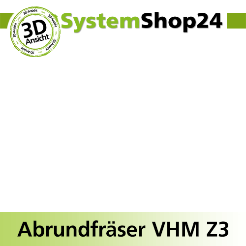 Systemshop24 VHM Abrundfräser Z3 S16mm D18mm AL24mm GL70mm R1 3mm R2 3mm