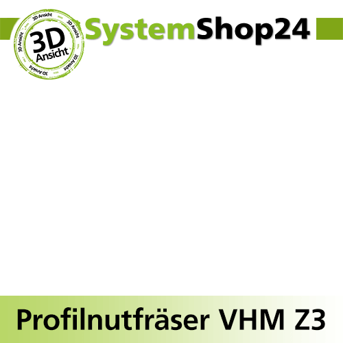 Systemshop24 VHM Profilnutfräser Z3 S16mm D1 8mm D2 20mm AL20mm GL80mm R6mm