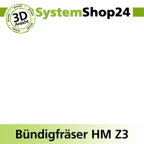 Systemshop24 Bündigfräser spiralgenutet mit doppeltem Kugellager HM Z3 D12,7mm (1/2") AL25mm GL82mm S12mm RL LD