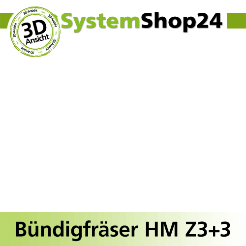 Systemshop24 Bündigfräser spiralgenutet mit Kugellager am Schaft HM Z3+3 D12,7mm (1/2") AL25mm AL1 9,5mm (3/8") GL71mm S8mm RL RD/LD