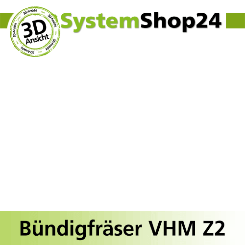 Systemshop24 VHM Bündigfräser spiralgenutet mit doppeltem Kugellager Z2 D6mm AL30mm GL80mm S6mm RL LD