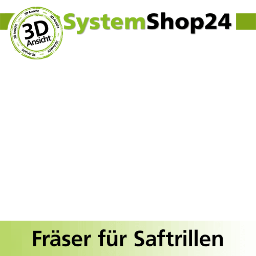 Systemshop24 Fräser für Saftrillen HM Z3 D19mm (3/4") AL10mm R6,4mm (1/4") 45° GL57mm S8mm RL