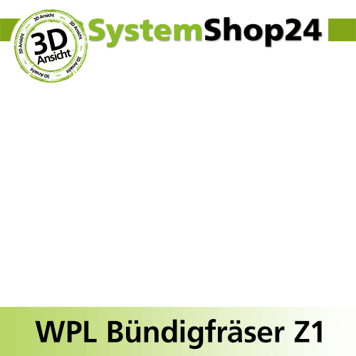 Systemshop24 Wendeplatten-Bündigfräser mit Kugellager am Schaft Z1 D12,7mm (1/2") AL19,5mm GL65mm S8mm RL