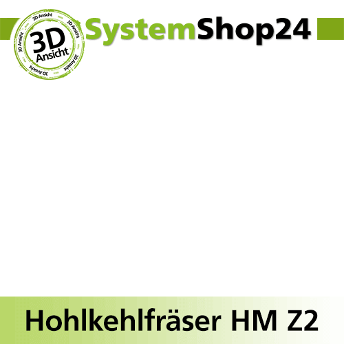 Systemshop24 Hohlkehlfräser HM Z2 D6mm AL12,7mm (1/2") R3mm GL44,7mm S8mm RL