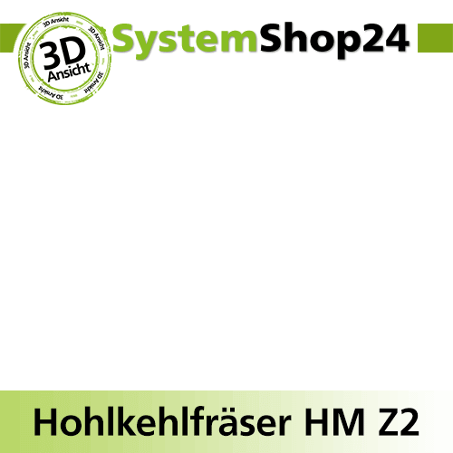 Systemshop24 Hohlkehlfräser mit Achswinkel HM Z2 D12,7mm (1/2") AL20mm R6,4mm (1/4") GL50,8mm (2") S8mm RL