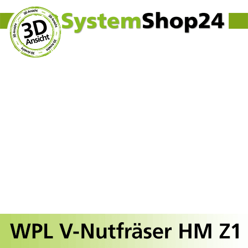 Systemshop24 Wendeplatten-V-Nut- und Schriftenfräser Z1 D17mm AL8,3mm 92° GL62mm S8mm RL