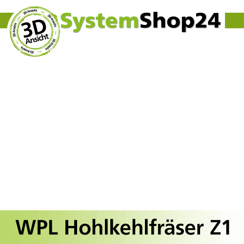 Systemshop24 Wendeplatten-Hohlkehlfräser Z1 D18mm AL19,5mm R3mm GL62mm S8mm RL