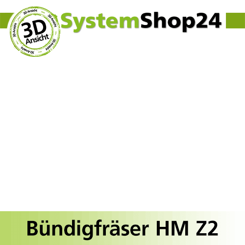 Systemshop24 Bündigfräser mit Kugellager am Schaft HM Z2 D12,7mm (1/2") AL25mm GL69mm S8mm RL