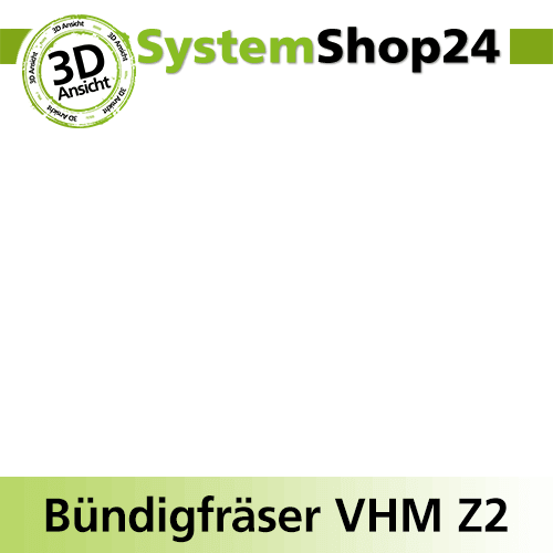 Systemshop24 VHM Bündigfräser spiralgenutet mit doppeltem Kugellager Z2 D9,5mm (3/8") AL25mm GL76mm S8mm RL LD