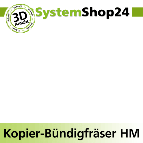 Systemshop24 Kopier-Bündigfräser mit Führung HM Z1+1 D6,4mm (1/4") AL19mm (3/4") GL67mm S8mm RL