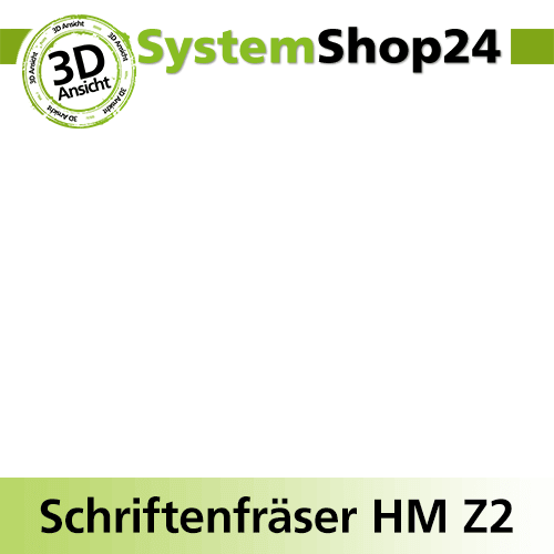 Systemshop24 Schriftenfräser unten flach mit Achswinkel HM Z2 D25,4mm (1") AL19mm (3/4") 60° GL54mm (2 1/8") S8mm RL