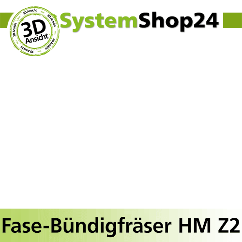 Systemshop24 Fase-Bündigfräser HM Z2 D12mm AL13mm 45° GL48mm S8mm RL