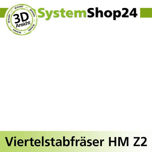 Systemshop24 Viertelstabfräser HM Z2 D8mm D1 2mm AL10mm R3mm GL44mm S8mm RL
