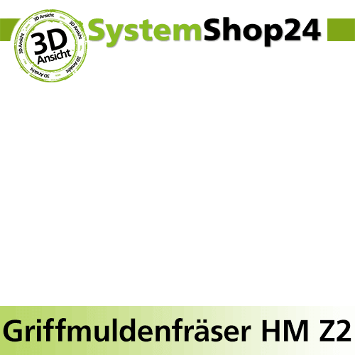 Systemshop24 Griffmuldenfräser HM Z2 D38,1mm (1 1/2") AL21mm R1 6mm R2 2mm GL66mm S12mm RL
