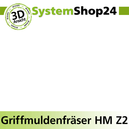 Systemshop24 Griffmuldenfräser HM Z2 D19mm (3/4") AL20,6mm R1 4,8mm R2 2,7mm GL62mm S12mm RL