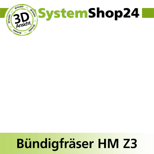 Systemshop24 Bündigfräser mit Kugellager HM Z3 D12,7mm (1/2") AL25mm GL70mm S8mm RL