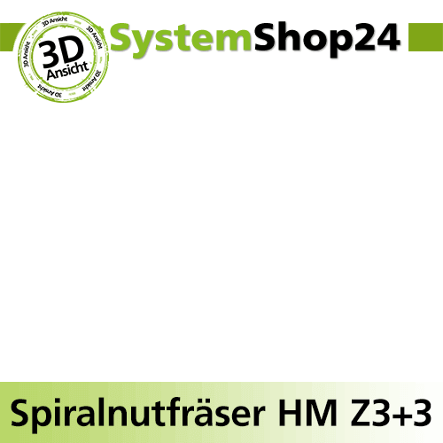 Systemshop24 Spiralnutfräser HM Z3+3 D12mm AL25mm AL1 5mm GL60mm S8mm RL RD/LD
