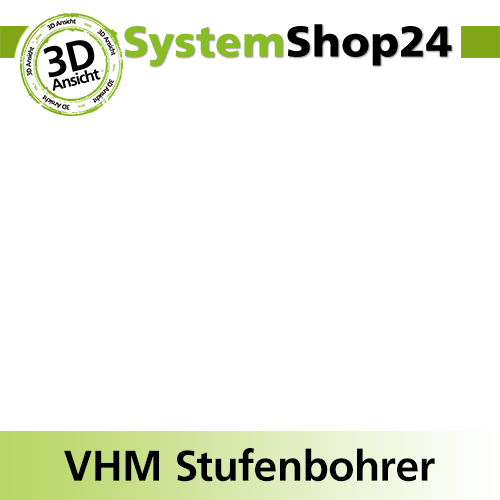 Systemshop24 VHM Stufenbohrer S10mm D1 7,5mm D2 12mm AL1 25mm AL2 45mm GL70mm
