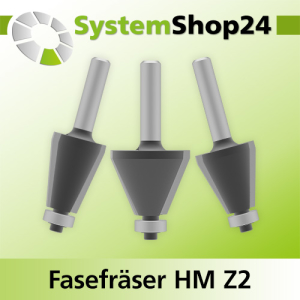 Fasefräser 11,3°-45° mit Kugellager HM Z2 D22,2-50,8mm S8-12mm