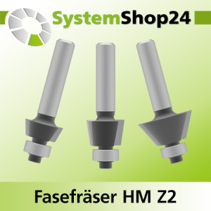 Jjw-germany HW/HM Fasefräser – 44,5 Mm Durchmesser, 15,9 Mm Nutzlänge, Schaft 8 Mm – Mit Kugellager, Rechtsschneidend – Für Ober- & Tischfräsen, Max. 24.000 U/min