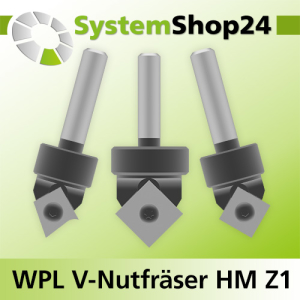 Wendeplatten-V-Nut- und Schriftenfräser Z1 D14,3-41,3mm 22,5-92° S8-12mm