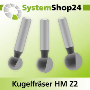 Kugelfräser HM Z2 D12,7-19,1mm R6,4-9,5mm S8mm
