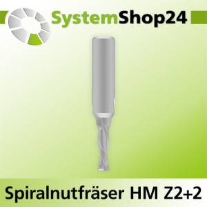 Spiralnutfräser HM Z2+2 D6mm S12mm Linksdrall / negative / Down Cut