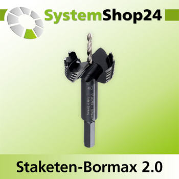 FAMAG Staketen-Bormax 2.0 Neue Version Set 4-teilig D35, 40, 45, 50mm inkl. Zentrierspitze und Vorbohrer D4mm