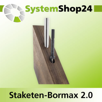 FAMAG Staketen-Bormax 2.0 Neue Version Set 5-teilig D15, 20, 25, 30, 35mm Zentrierspitze, Vorbohrer D4mm + Verlängerung