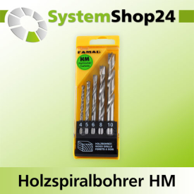 FAMAG HM-Holzspiralbohrer-Set 5-teilig in PVC-Box, D3, 4,...