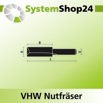 KLEIN VHW Nutfräser S6,4mm D8mm B25mm L57mm Z2+1