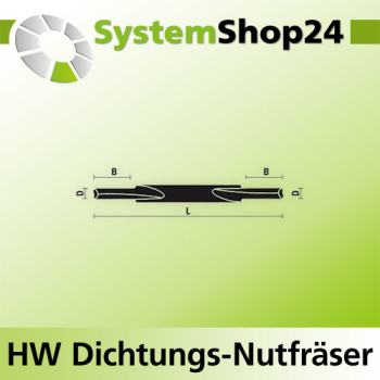 KLEIN HW Dichtungs-Nutfräser doppelseitig S6mm D3mm B11mm L65mm Z2+1