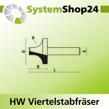 KLEIN HW Hohlkehlfräser S8mm D25,4mm R12,7mm B17mm L47mm Z2