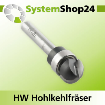 KLEIN HW Hohlkehlfräser mit Kugellager am Schaft S6,4mm D12,7mm R6,4mm B9,5mm L51mm Z2