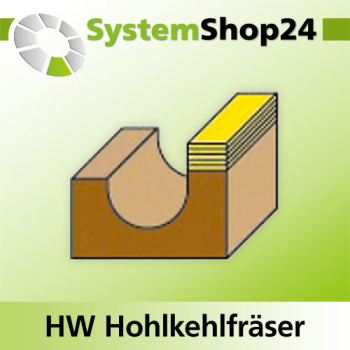 KLEIN HW Hohlkehlfräser mit Kugellager am Schaft S6,4mm D12,7mm R6,4mm B9,5mm L51mm Z2