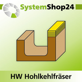 KLEIN HW Hohlkehlfräser mit Kugellager am Schaft S6,4mm D12,7mm R3,2mm B13mm L54mm Z2