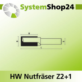 KLEIN HW Nutfräser Z2+1 S10mm D6mm B16mm L53mm