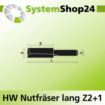 KLEIN HW Nutfräser lang Z2+1 S10mm D20mm B45mm L87mm