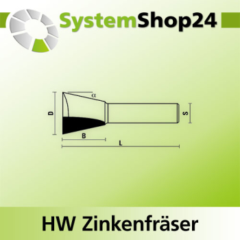 KLEIN HW Zinkenfräser S12mm D22mm B22mm L60mm Z2