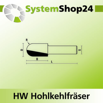 KLEIN HW Hohlkehlfräser S12mm D12,7mm B6,4mm L32mm Z2