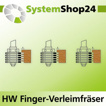KLEIN HW Finger-Schlitz-Zapfen-Fräser mit Kugellager am Schaft, keilgezinkt S12mm D47,6mm B36mm L96mm E9,8mm Z3