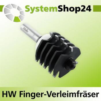KLEIN HW Finger-Schlitz-Zapfen-Fräser mit Kugellager am Schaft, keilgezinkt S12,7mm D47,6mm B36mm L96mm E9,8mm Z3