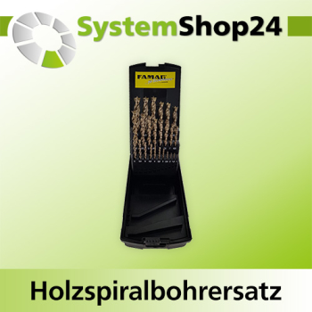 FAMAG Holzspiralbohrer HSS-G 25-teilig in Kunst.-Kassette 1 - 13mm, 0,5mm steigend