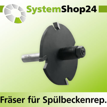 KLEIN HW Fräser für Spülbeckenreperatur mit Kugellager am Schaft S12,7mm D80mm B6mm L96mm E25,7mm Z4