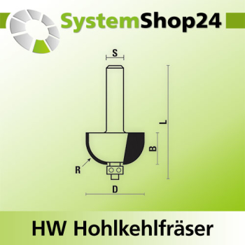 KLEIN HW Hohlkehlfräser mit Kugellager Z2 S8mm D22mm R6,3mm B13mm L47mm